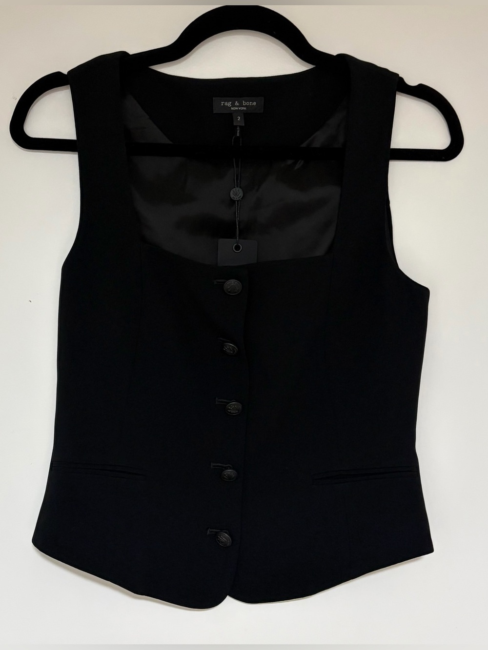 Rag & Bone Women’s Black Mariana Crepe Vest Size 2 NWT - Picture 4 of 13